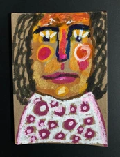 Woman Portrait Painting Painterly Naive Expressive Full Face Makeup