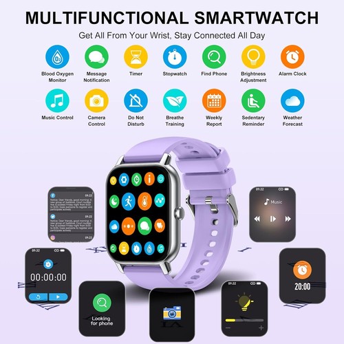 Smartwatch Uomo Donna con Effettua o Risposta Chiamate, 1.85" Orologio Digitale - Zdjęcie 34 z 43