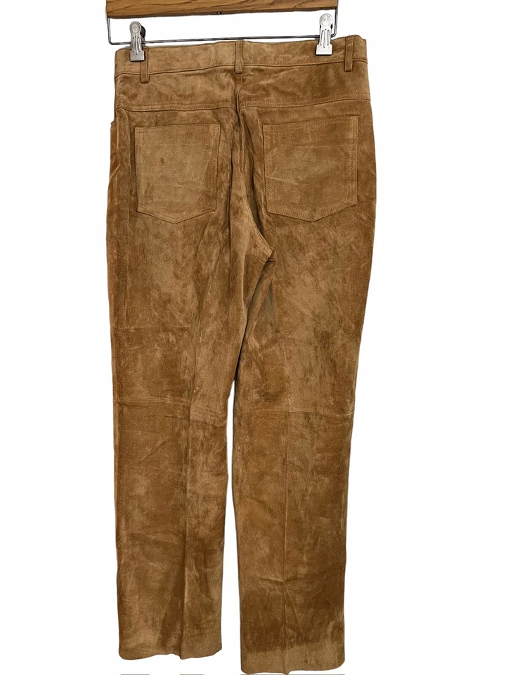 Pantalones de pierna recta tiro medio gamuza tostada talla 10 Sutton Studio para mujer 30X29 Foto 3 de 4