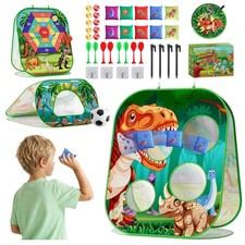 4-in-1 Dinosaur Bean Bag Toss Game for Kids, Cornhole Standard,