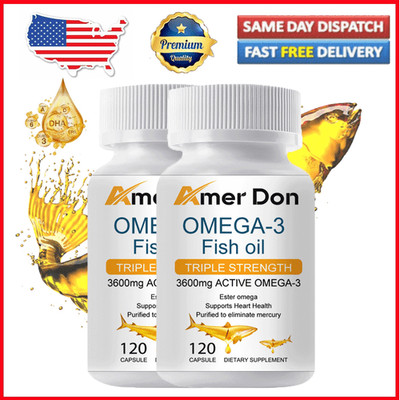 omega 3 fish oil capsules 3x strength 3600mg epa & dha, highest potency 240Pills