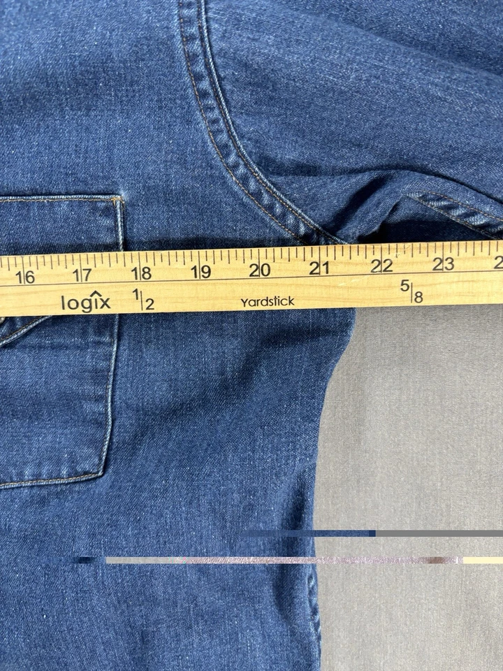 Camisa vaquera vintage Carhartt azul a presión azul perla manga larga mediana para hombre Foto 3 de 4