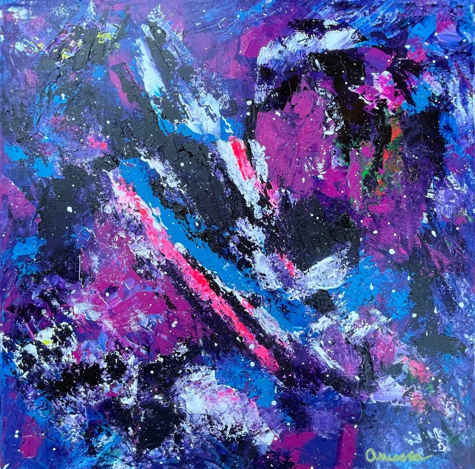 Arte Original "Cósmico" 20x20 Lienzo Expresionismo Diseño Abstracto Arte Hogar Foto 2 de 4