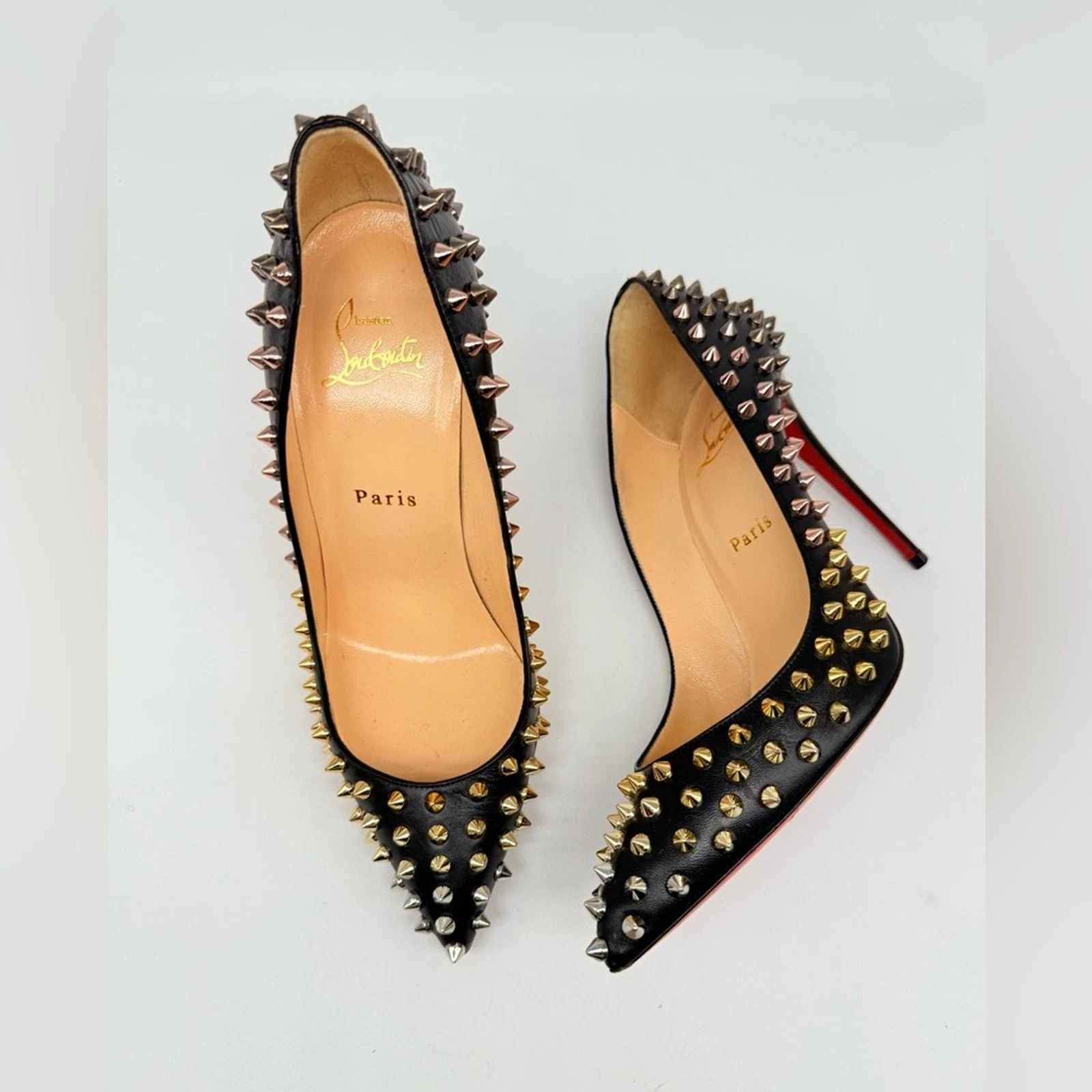 Christian Louboutin — Christian Louboutin Black Leather Pigalle Ombre Spike 100mm pumps EU 37.5