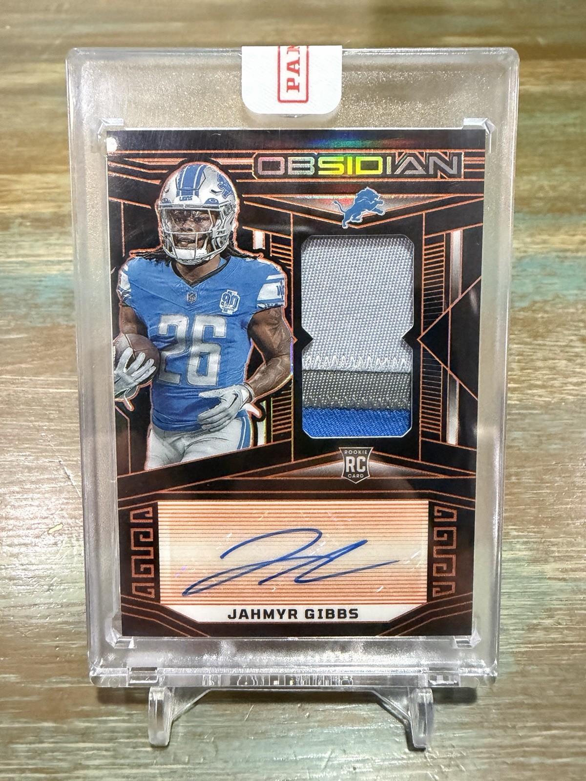 Jahmyr Gibbs 2023 Panini Obsidian Rookie Jersey Auto Electric Etch Orange /49