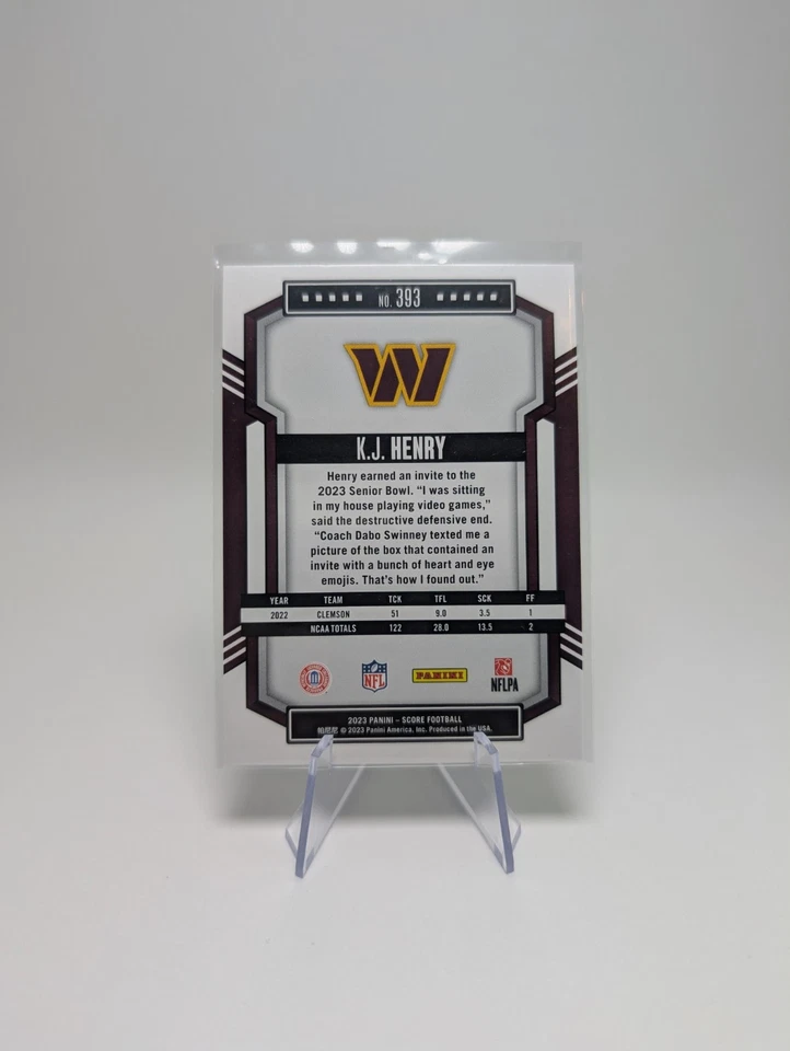 2023 Score - Rookies K.J. Henry #393 Stars /299 (RC) - Image 2 of 3