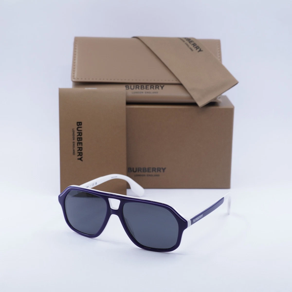 Burberry White Square Frame Sunglasses B4044 3038/13 Heritage Square Sunglasses in Ceramic white - Women  main image 3
