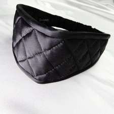 Chanel Matelasse Quilted Headband Black Satin Hair Accessory Elegant Style