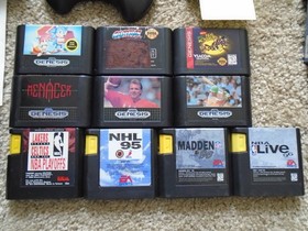 HUGE LOT - Sega Genesis console MK-1631 w/16 games, controller TESTED! READ