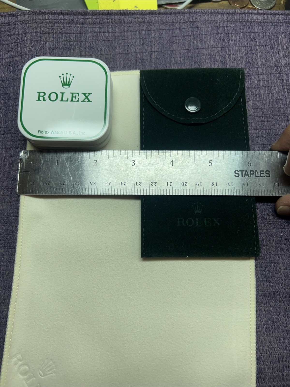 Vintage Rolex service part Storage Thin Box;Travel pouch & Cloth.Not Used Item