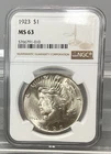 1923 Peace Silver Dollar - NGC - MS 63