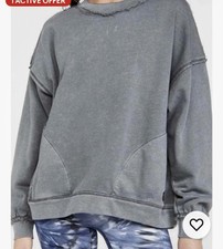 FP Free People Gray EUC Sweatshirt Rare Size L 50" chest distressed Garment Dyed
