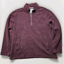 Tommy Bahama Sweater Mens Size Large Purple Quarter Zip Pullover Front Pocket