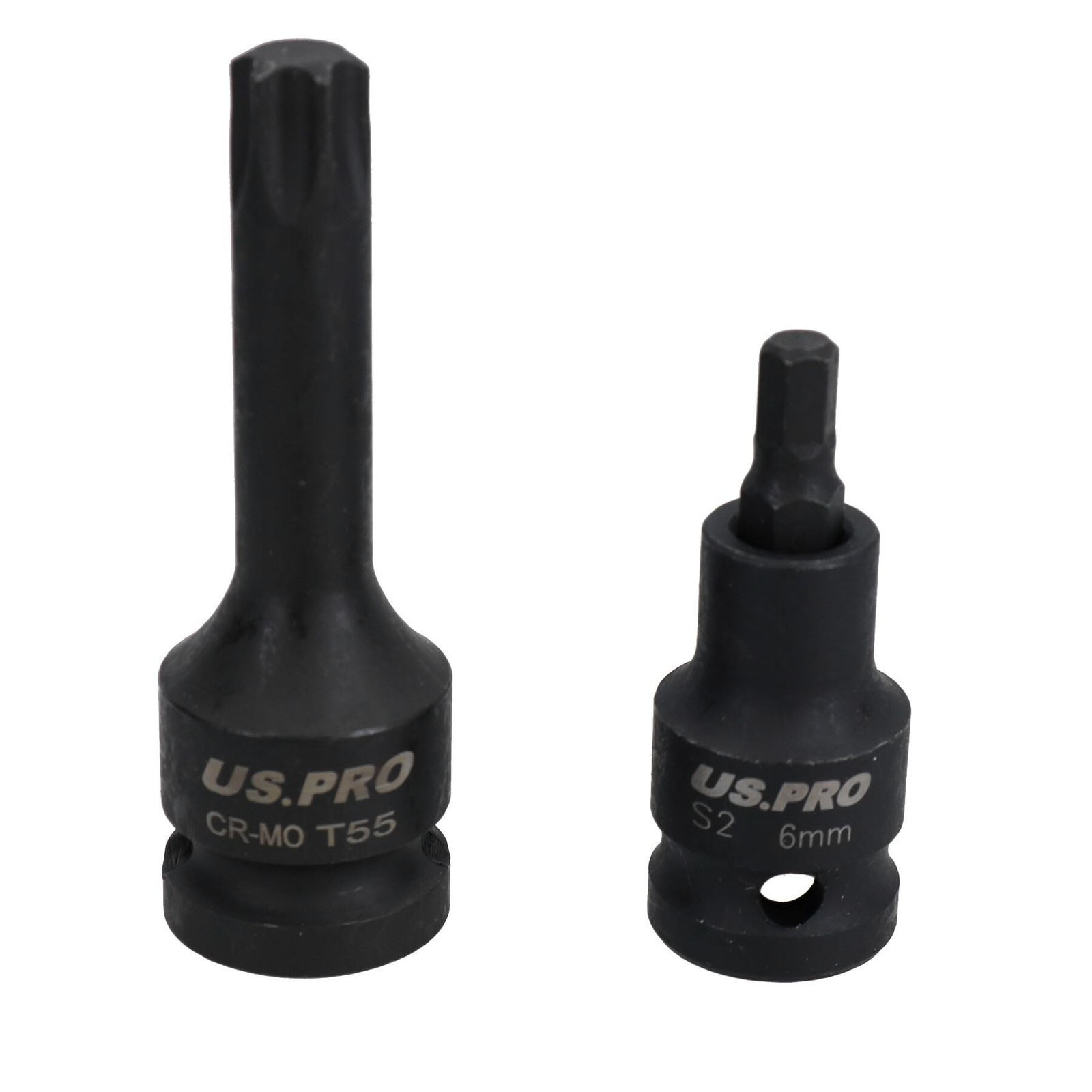 T55 Short (53mm) + Long (78mm) Impacted Torx Star Male Bits Sockets 1/2"" Drive