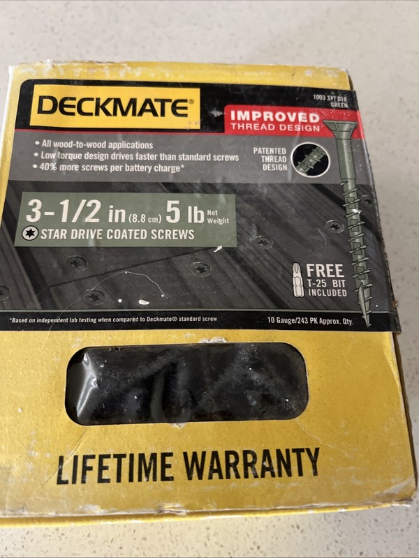 Deckmate 3-1/2 In.  Green  Star Drive  Coated Wood Deck Screw 5 Lbs Taiwan