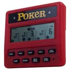 Red Handheld Electronic Poker Game 5 in 1 Travel Size Casino Fun