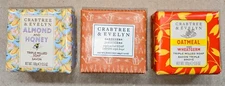 Three (3) Crabtree & Evelyn Triple Milled Bar Soaps Each 100g 3.5 Oz 2.5" x 2.5"
