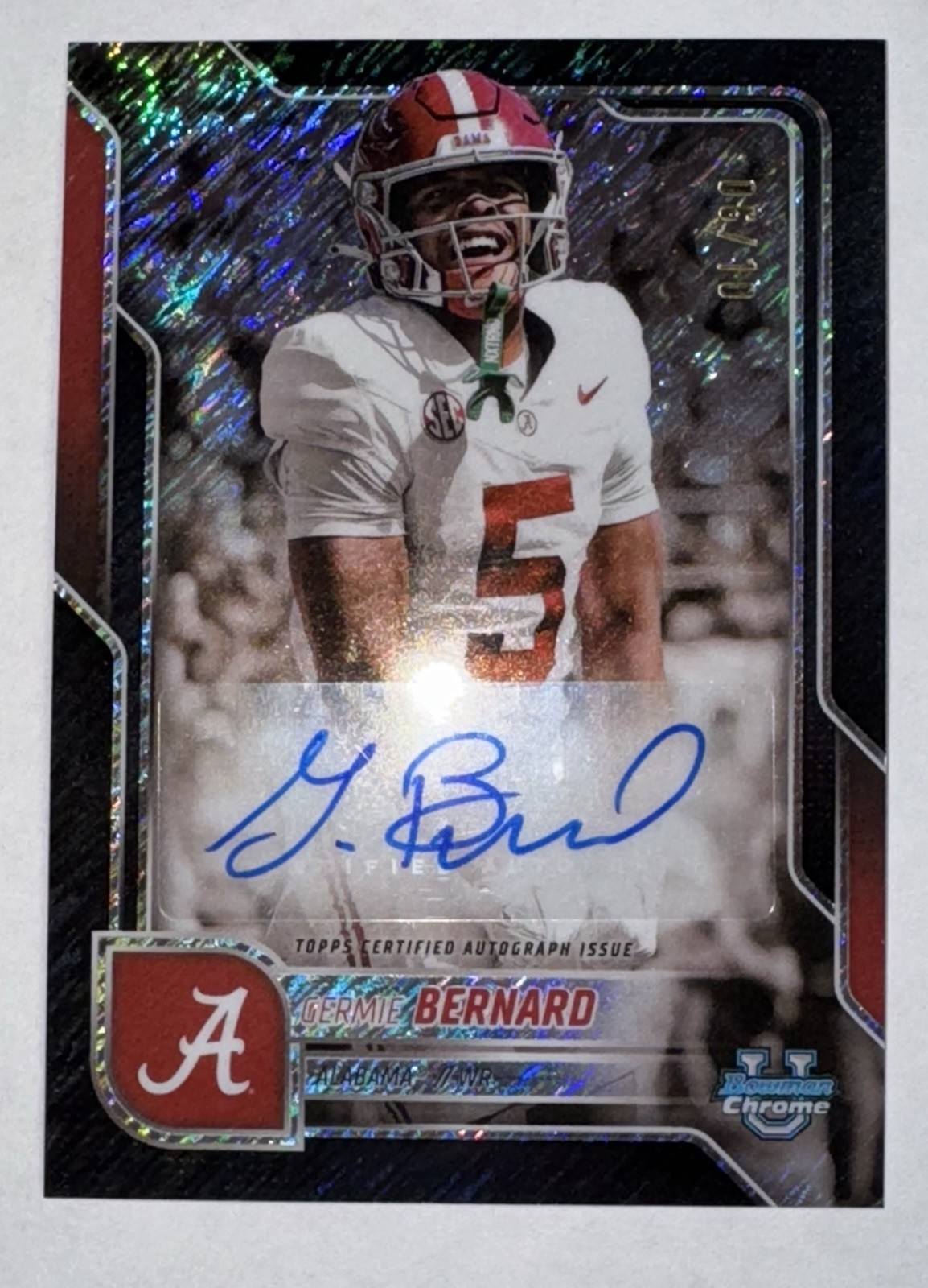 2025 Bowman Chrome U Germie Bernard Black Shimmer Auto /10 SSP BCA-GB Alabama