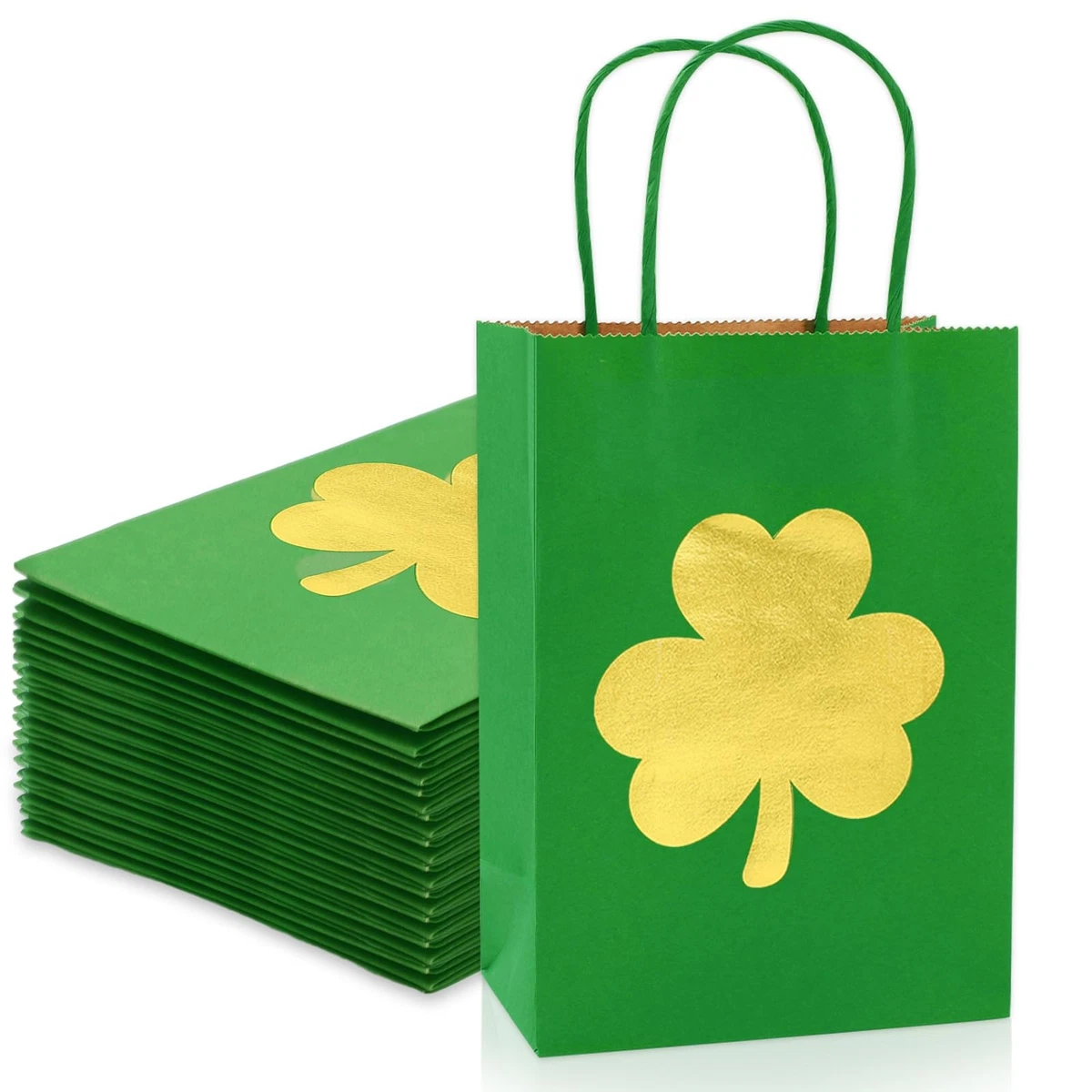 Kit De 30 Pines De Trébol San Patricio Con Bolsas Y Tarjetas - Regalos De Buena Suerte Para Fiesta