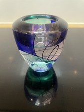 Vintage Handmade Heavy Art Glass Murano or Swedish Style Bud Vase Candleholder