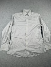 Charles Tyrwhitt Mens Slim Fit Dress Shirt 16/34 White Gingham Non-Iron Long