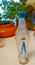 Vintage Lady of Lourdes Madonna Holy Water Bottle Catholic Devotional Glass