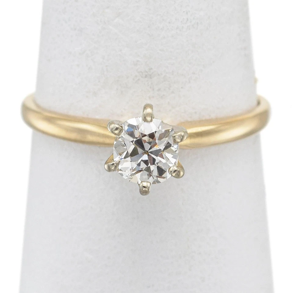 Antique 14k Yellow Gold 0.56ct Old Euro Cut Diamond Solitaire Engagement Ring - Image 2 of 4