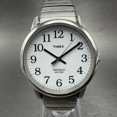 Timex Easy Reader Watch Men 35mm White Dial Silver Tone Round New Battery