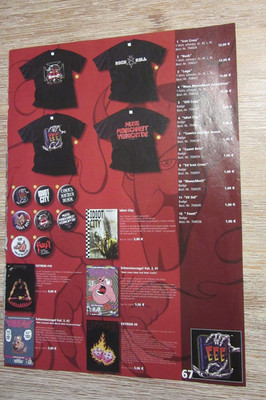 Die ärzte DRM Katalogseite Merch 1 Seite A4 Sammlungsauflösung EEE Comic