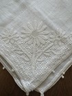 Beautiful Vintage Linen Hankie With Corner & Edge Crochet White On White~pretty