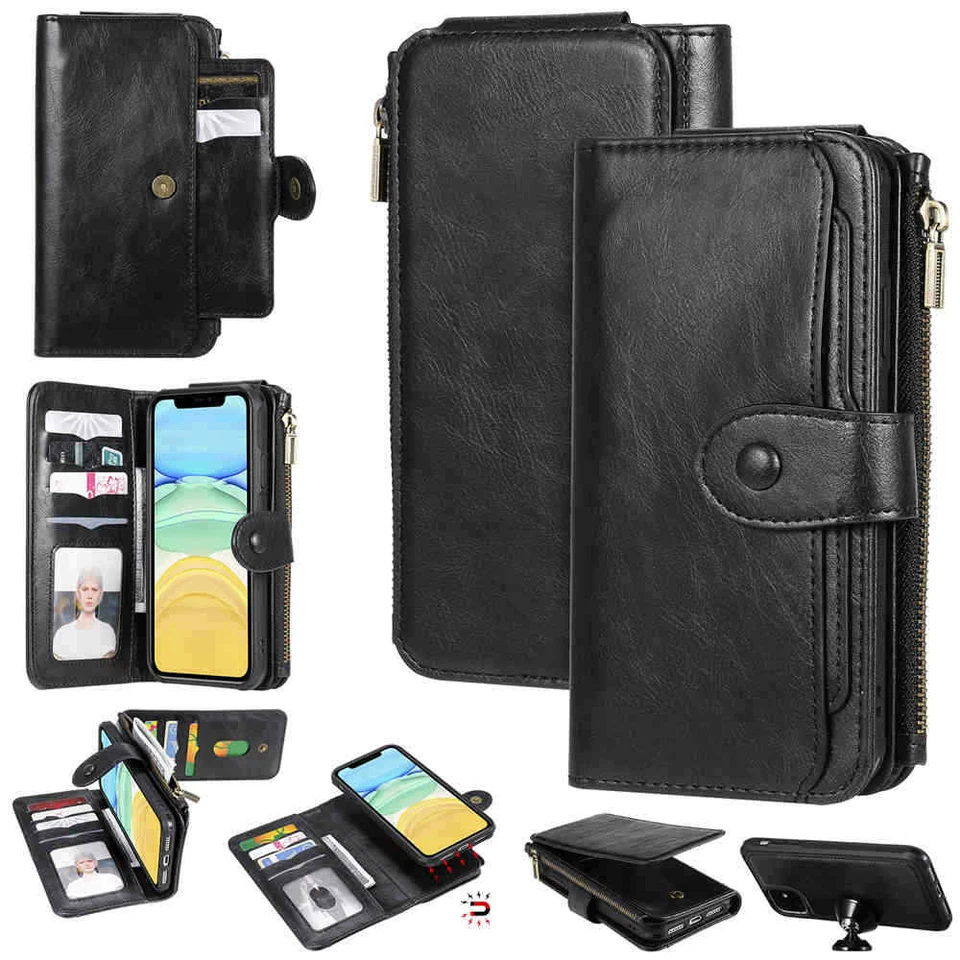 Removable Magnetic Wallet Leather Case Cover For iPhone 11 Pro XS XR 6s 7 8 Plus - Image 3 of 4