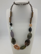 J JILL silver /gold tone muti color  shapes faux gemstones necklace