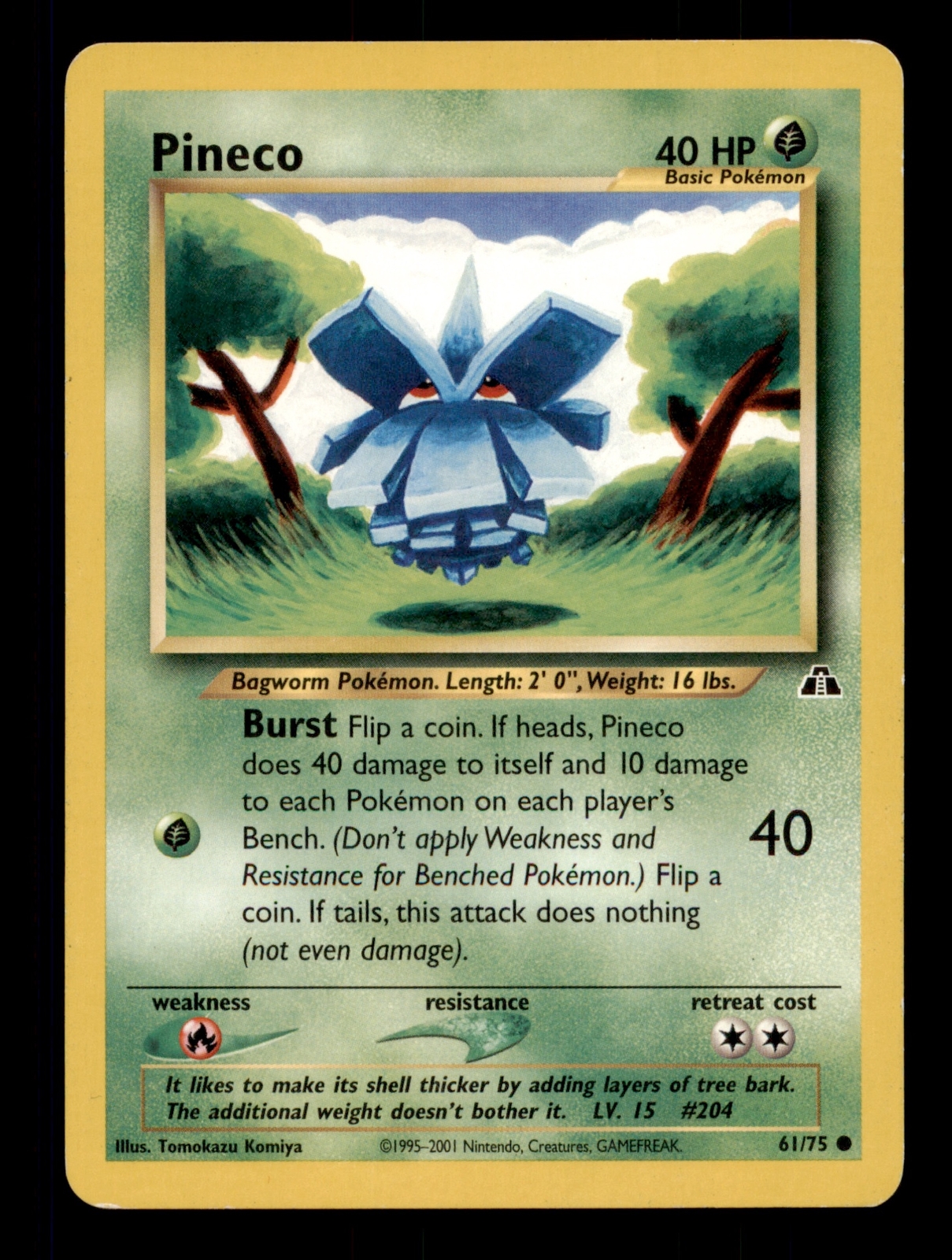 4X Pokemon Card Pineco Neo Discovery WOTC 61/75 PLAYED Non-Holo Common TCG!!!!!!