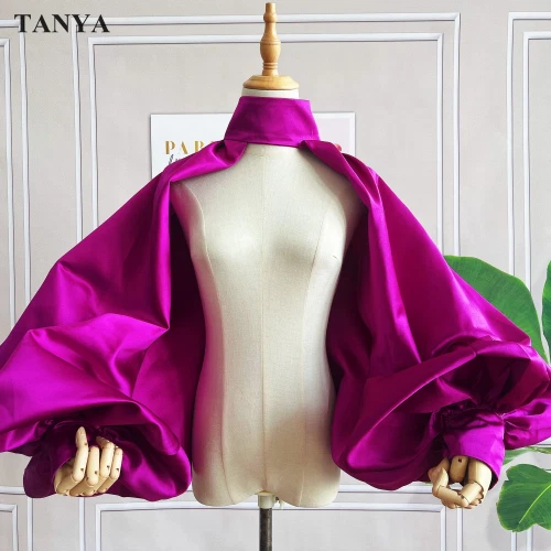 Chaqueta Naranja Dorado Mangas Hinchadas Capa Mantón Corto Cuello Alto Moda Accesorios - Imagen 17 de 22