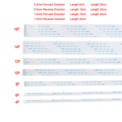 10Pcs 4/6/8/10/12/14/16P FFC/FPC Flexible Flat Ribbon Cable  0.5mm ~ 1.0mm Pitch