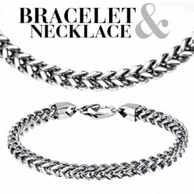 SET Edelstahl Armband Bracelet und Edelstahl Kette Chain viereckig Silber Farben
