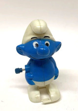 VINTAGE 1980s Smurfs Wind Up Toy Peyo Wallace Berrie  Co. Made in Hong Kong