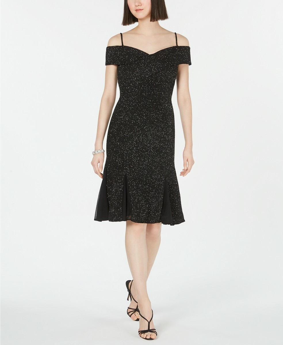 Nightway Cold-Shoulder Glitter Sheath Dress black size 8 | eBay