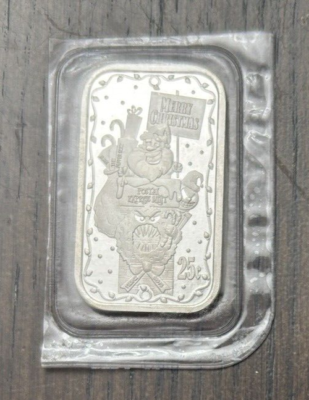 #ad Postal Express Mint PEM 1 Oz .999 Silver Bar Merry Christmas Santa Claus P5 P10 $199.99