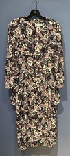 Womens 13 14 Dress, 1970’s Secretary, Black Pink Floral Katrina B