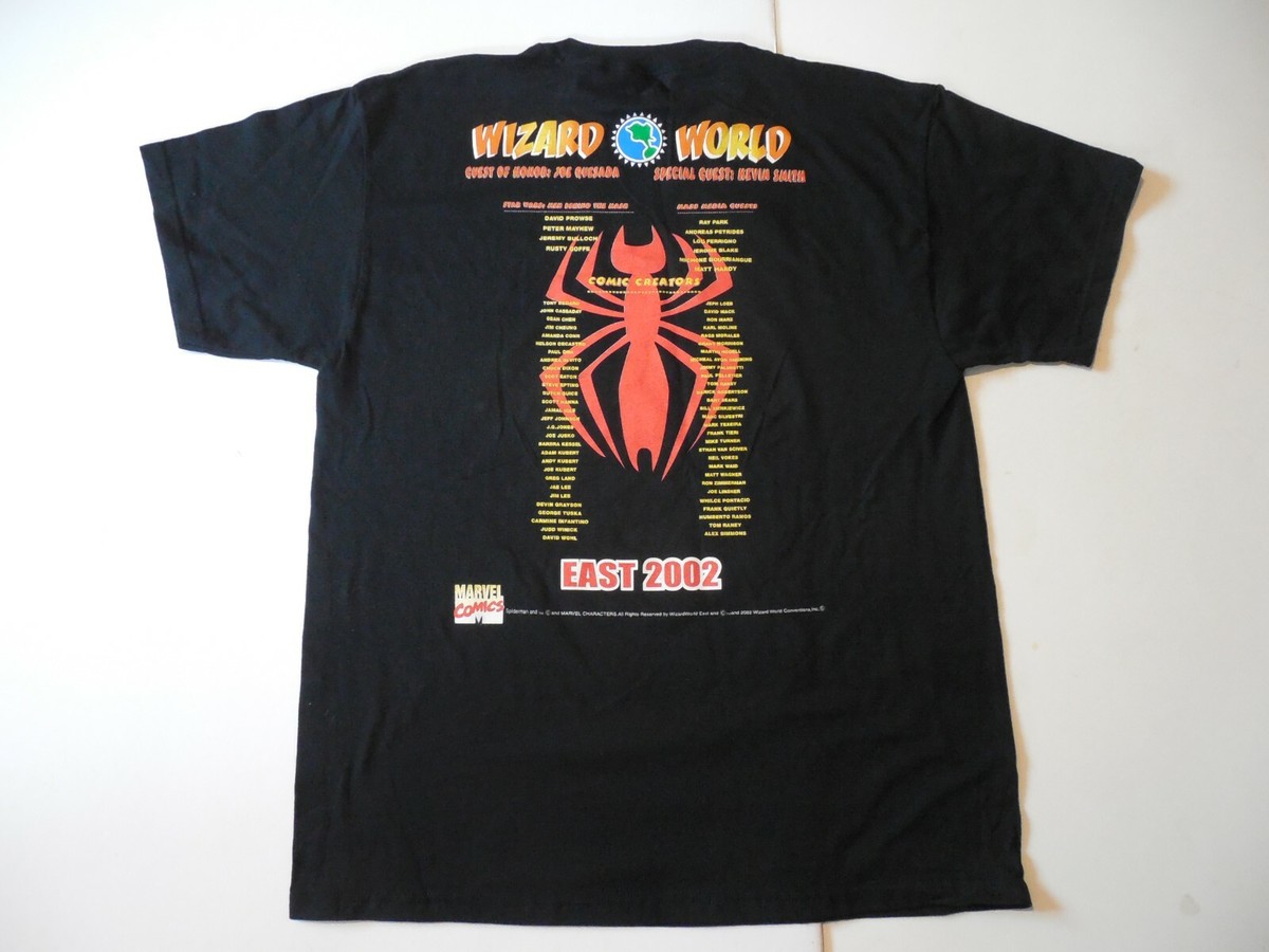 WIZARD WORLD EAST 2002 SPIDER-MAN BLACK T-SHIRT, ADULT XL