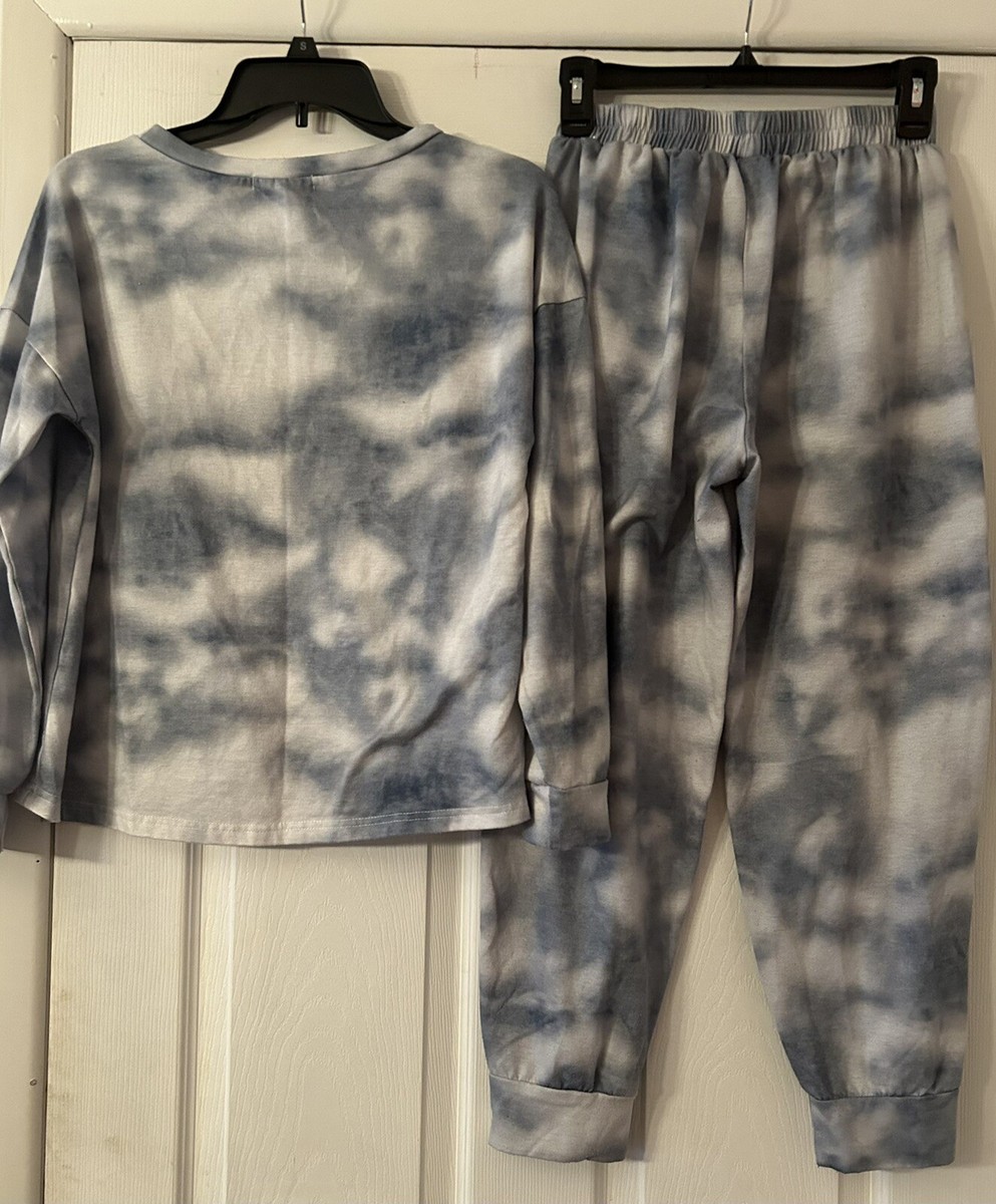 Clothes Bleach Dye Grey Sweatpants Vertebrae Tie-Dye Sweatpants Size M