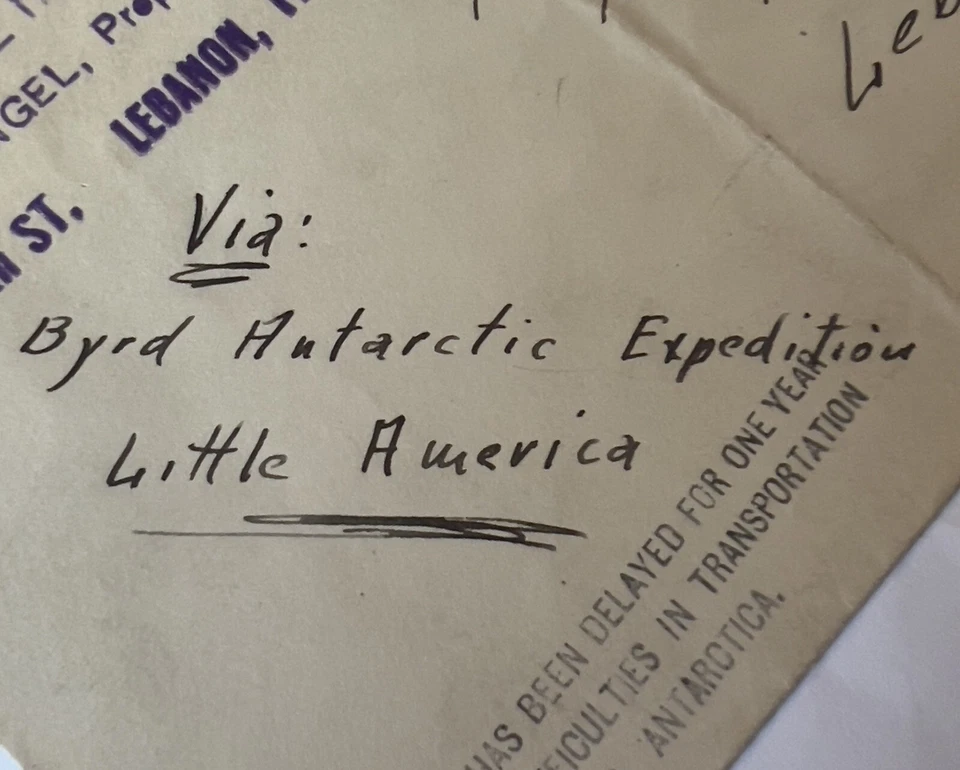 RARE 1934 LITTLE AMERICA COVER BYRD ANTARCTIC EXPEDITION ARRIVED 13 MONTHS LATE - Image 3 of 4