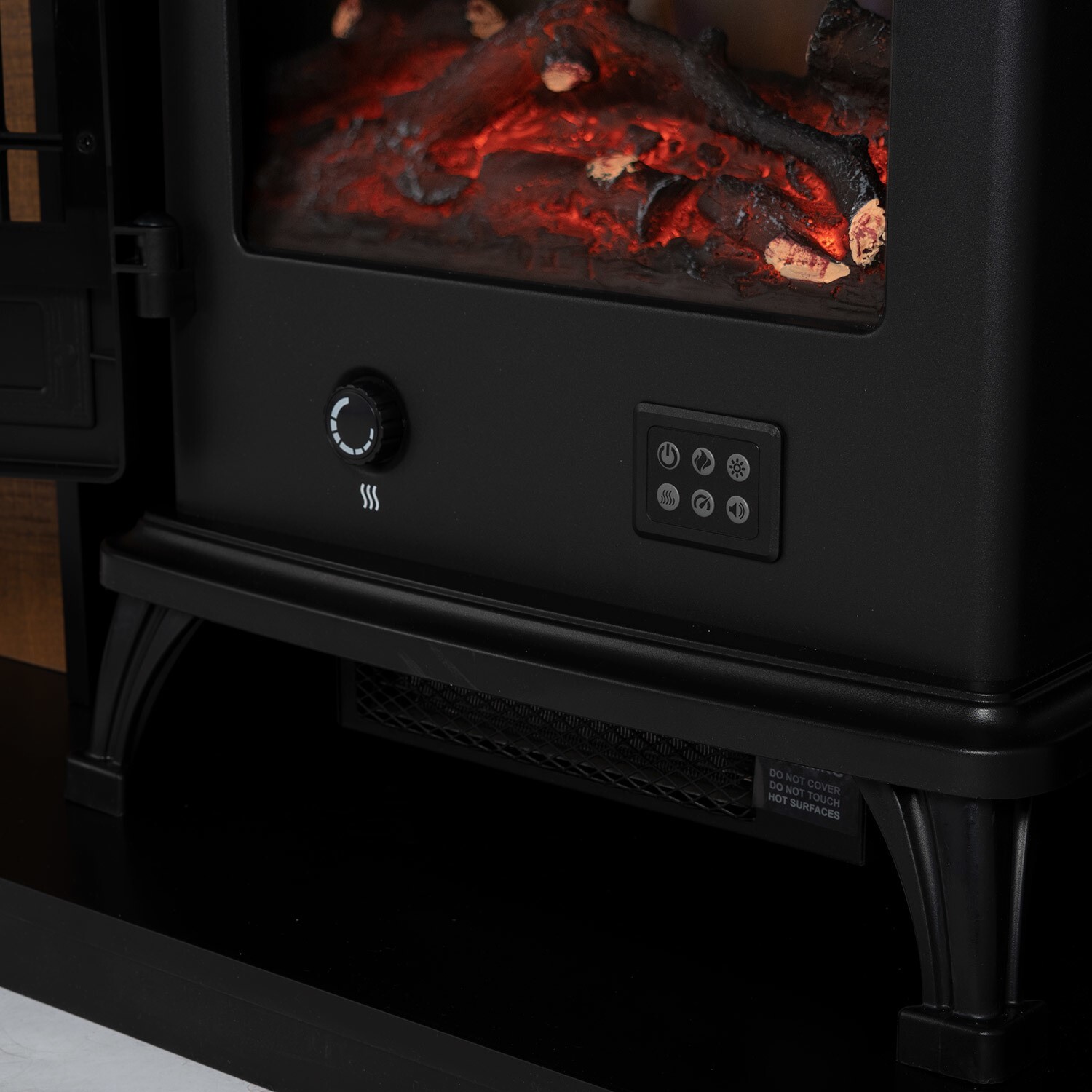 Oak Effect and Black Electric Fireplace Suite with Black Electric Log Bur  AGL042 | eBay