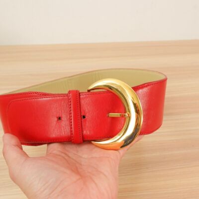 VALENTINO GARAVANI Belt Women 65 26 XS Red Wide Leather Gold
