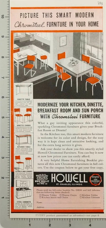 1938 Howell Acero Cromado Cocina Metal Muebles Diseño Foto Art Deco Anuncio Vintage Foto 2 de 2