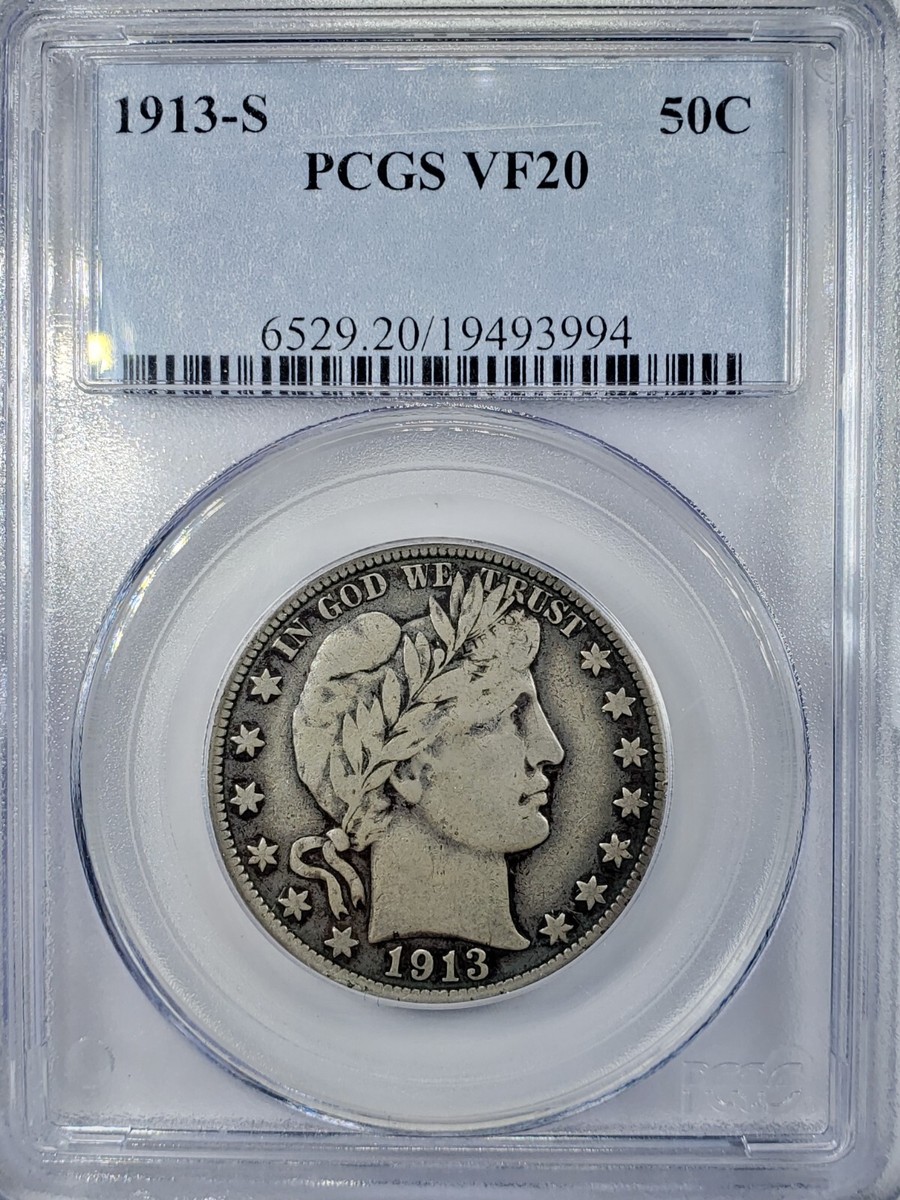 1913-S SILVER Barber Half Dollar PCGS VF20 | eBay