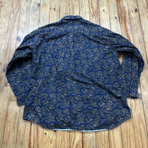 VTG Dockers Shirt Mens 2XLT Blue Paisley AOP Long Sleeve Button Down - EUC - Picture 8 of 9