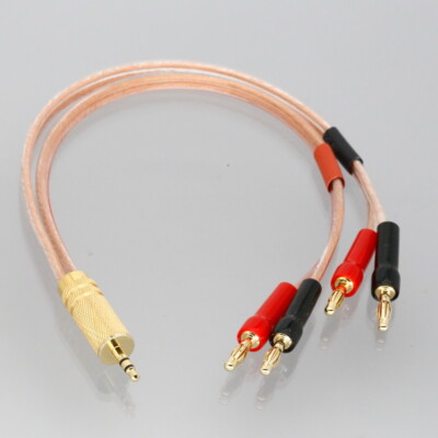 3.5mm 1/8 TRS Male to L+ R+ GND 4x Banana Amplifier Audio Headphone Cable 1~6FT