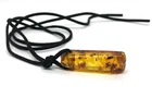 AMBER PENDANT Gift Barrel Baltic Cylinder Black Cord Unisex Jewelry 7,6g 14405